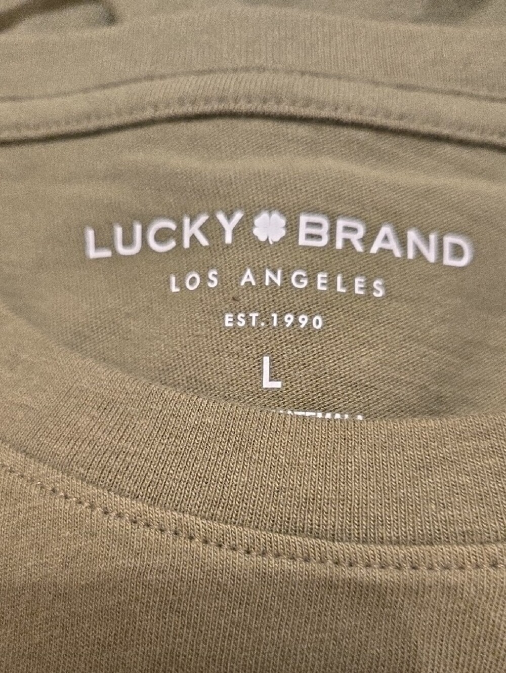 Lucky Brand Olive Green Graphic Tee Siz L Unisex Nwt - Picture 4 of 4